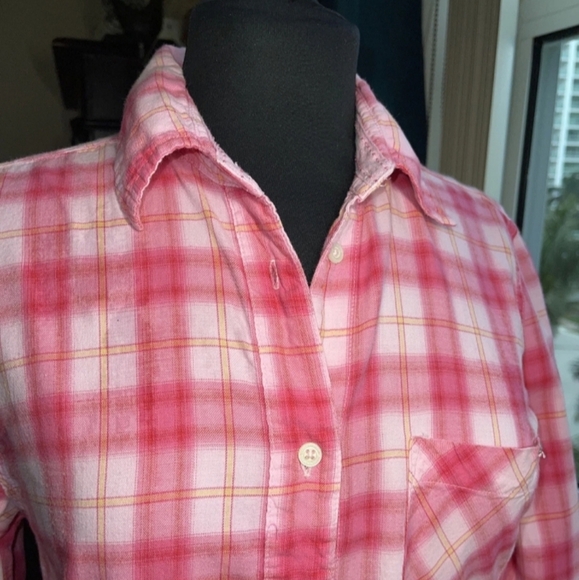 PINK Victoria's Secret Vibrant Pink Plaid Shirt - Picture 13 of 13